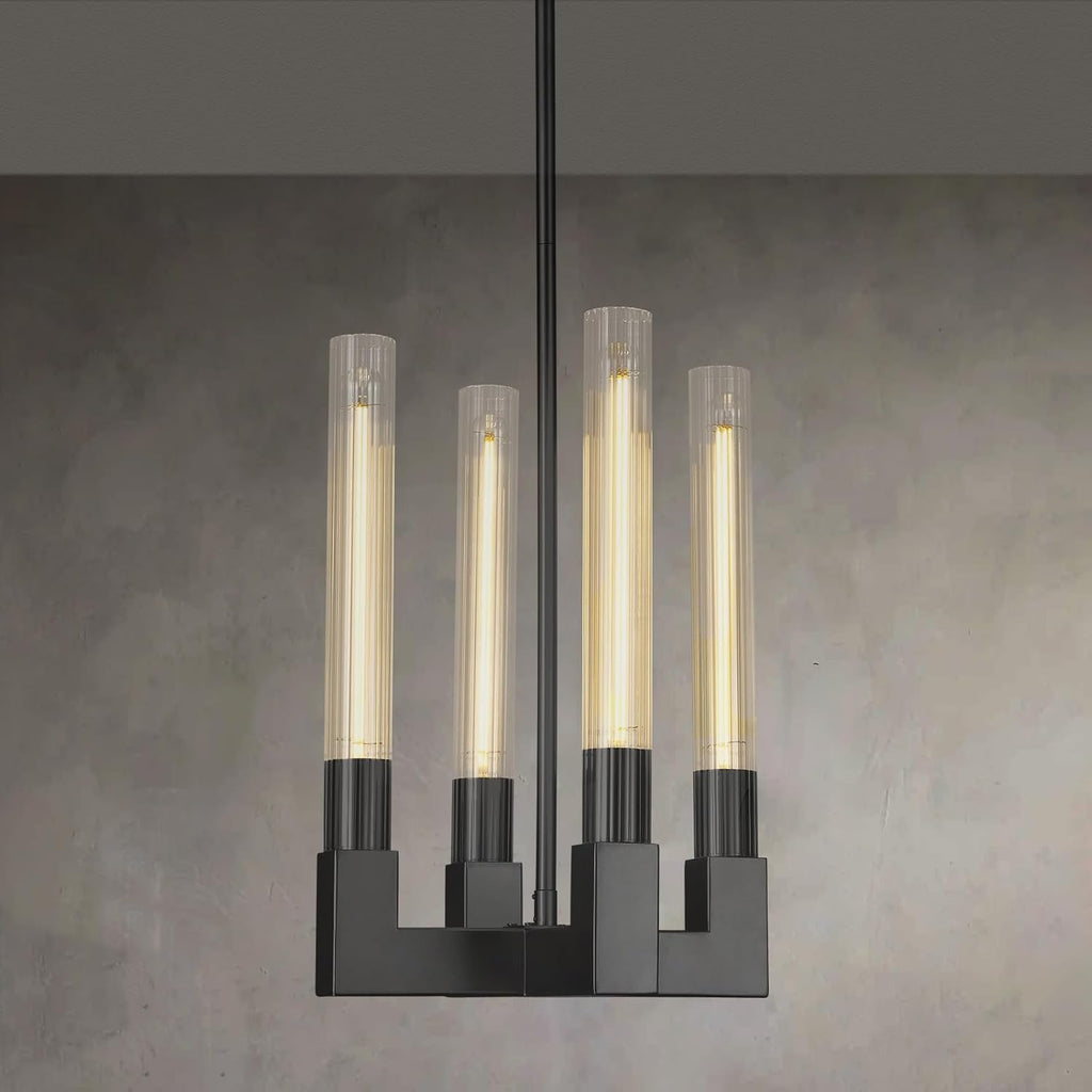 Glass Tube Black Pendant Lights Kitchen Island