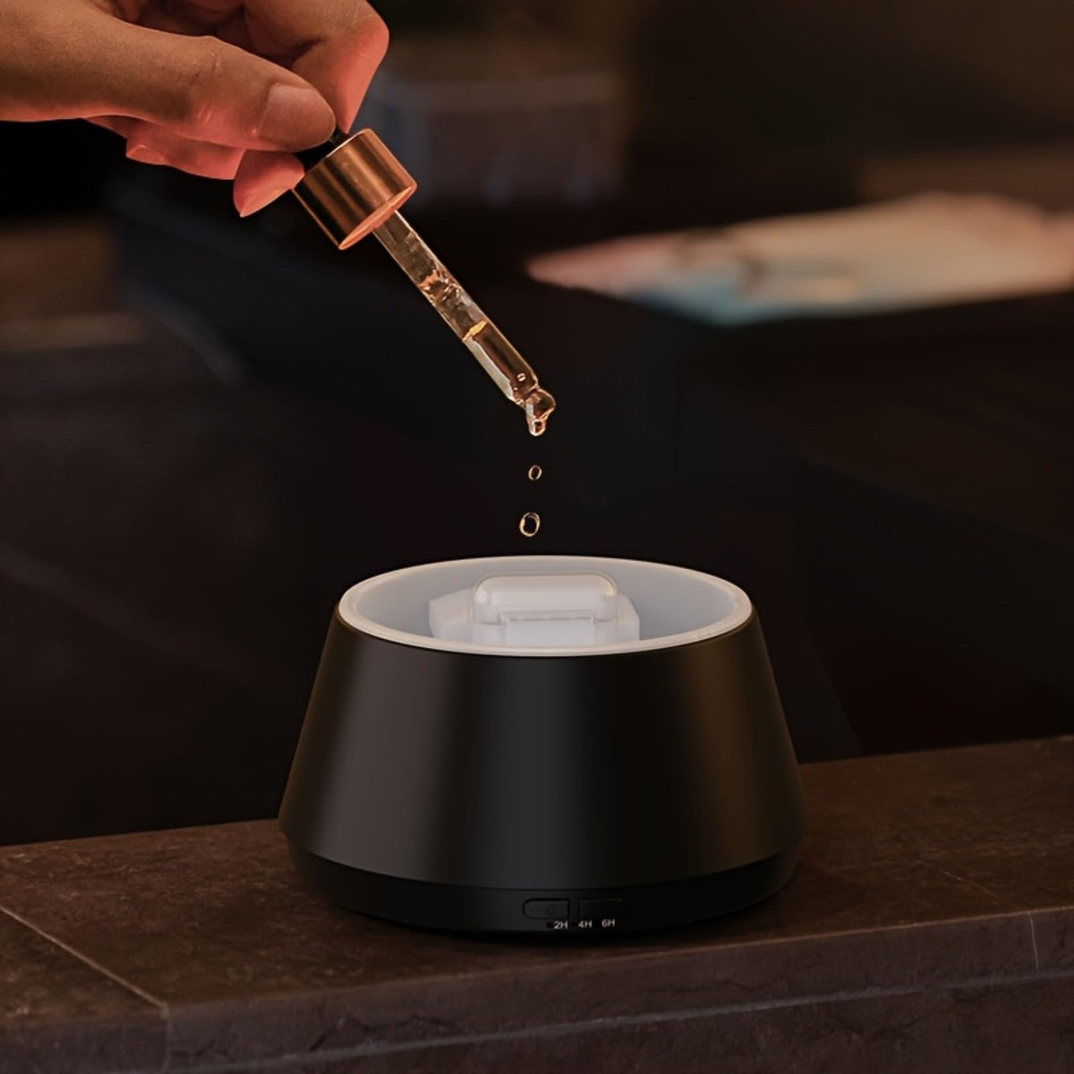 Essential Oil Diffuser, Luxury-Style Aromatherapy Diffuser with Candlelight Night Light Effect, Ultrasonic Cool Mist