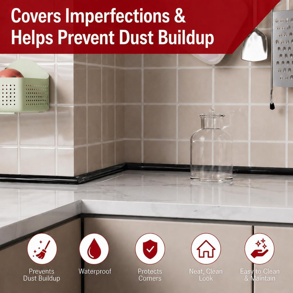 0.25" x 0.25" Mini Quarter Round Molding,10FT Self Adhesive Flexible Trim for Small Gaps, Countertop Wall Seam