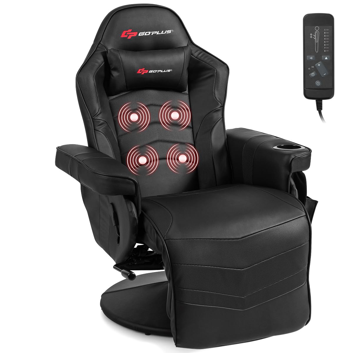 Massage Gaming Chair, Racing Style Gaming Recliner w/Adjustable Backrest and Footrest, Ergonomic High Back PU Leather