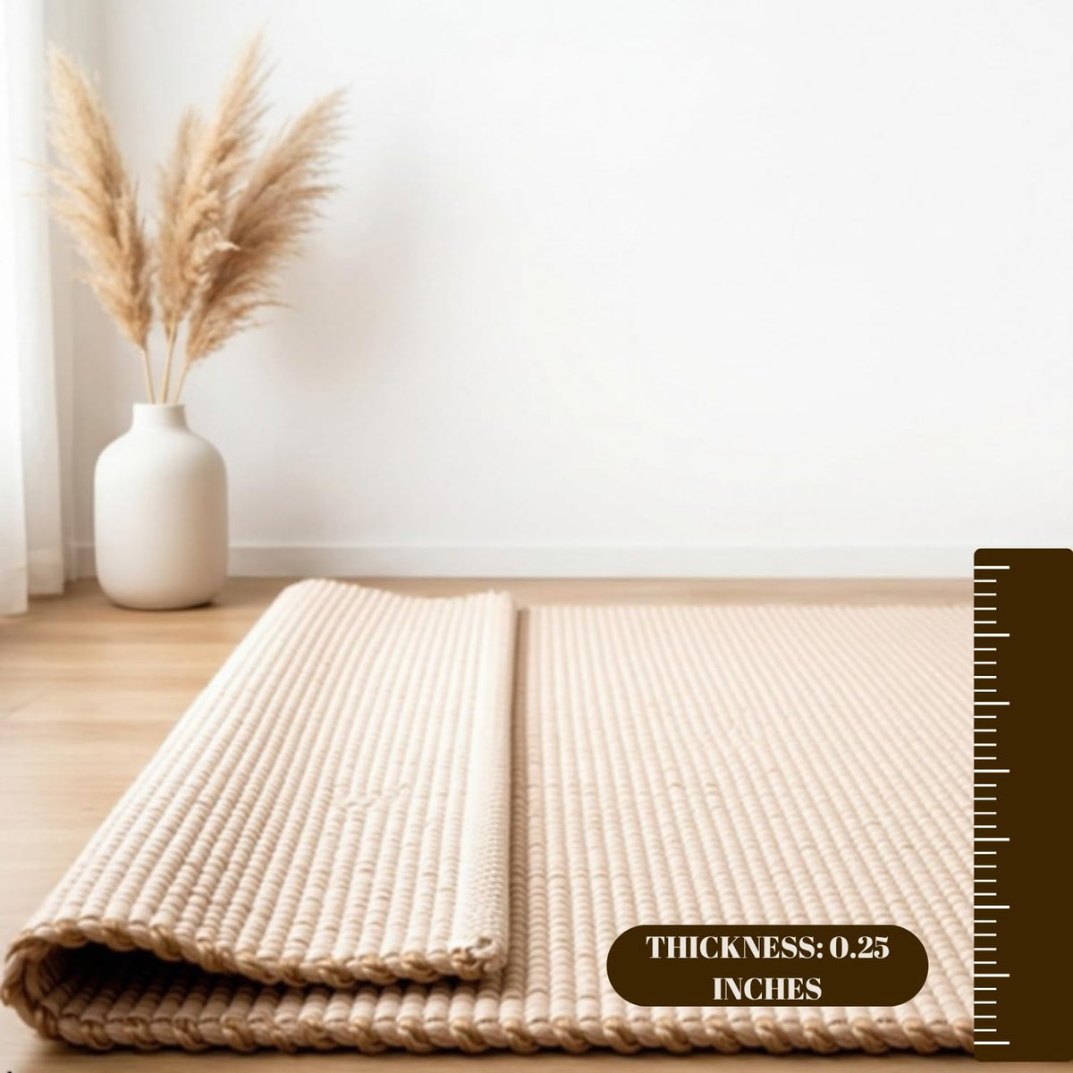 Jute Cotton Hand Woven Natural Farmhouse Area Rug
