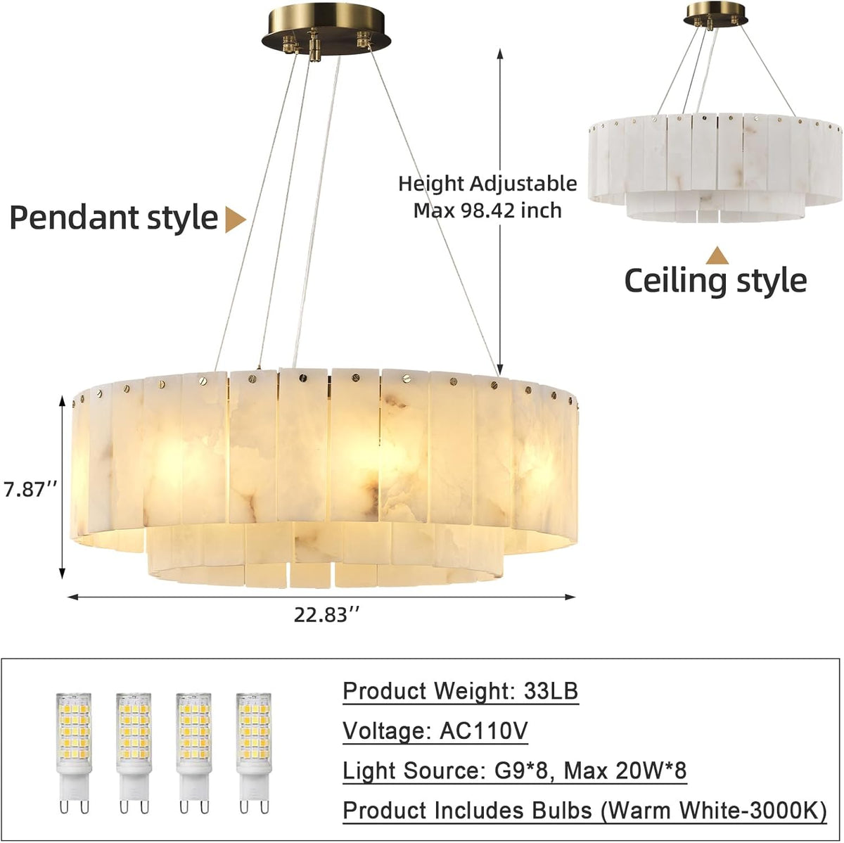 23" Modern 2-Tier Round Chandelier
