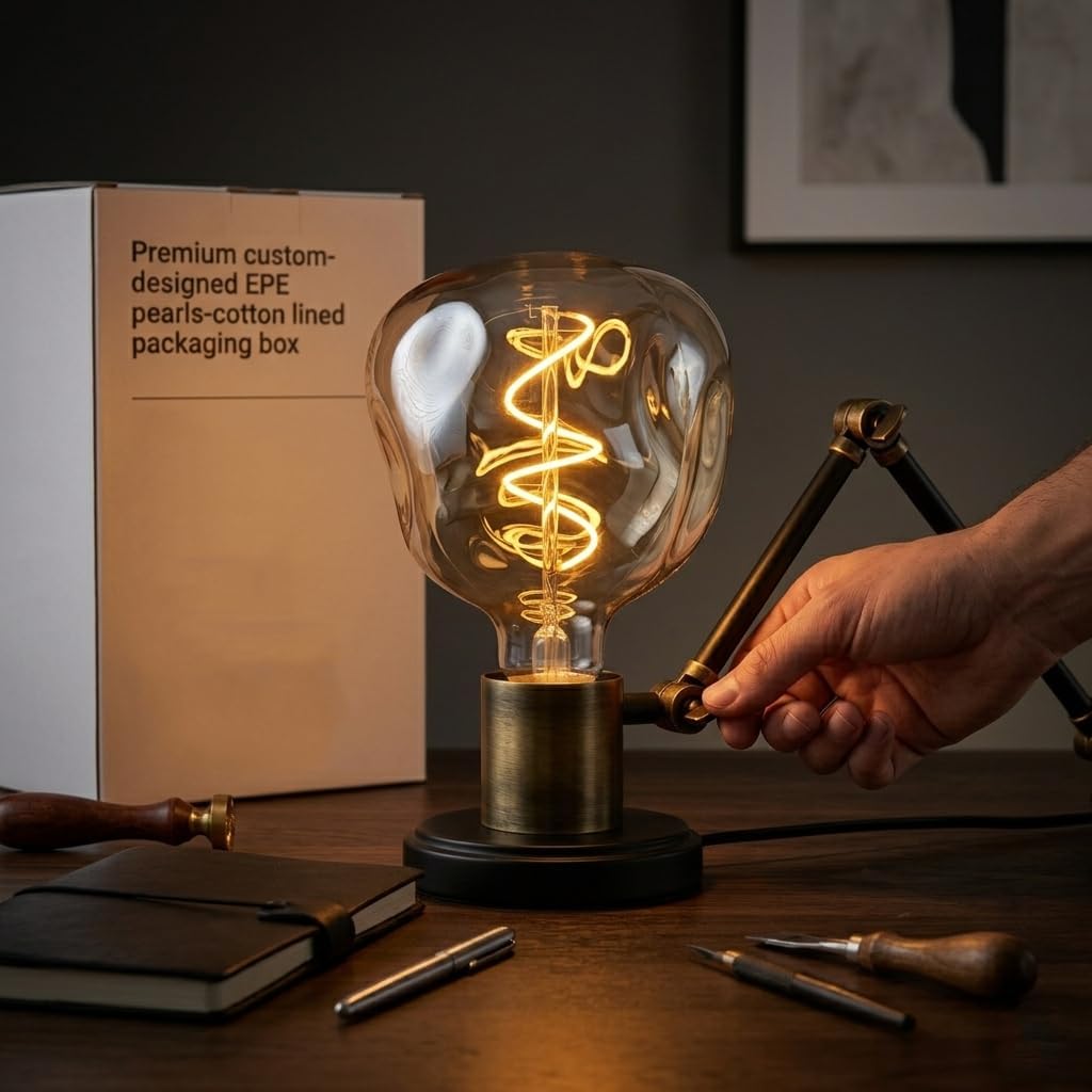 5W Oversized Irregular LED Light Bulb, 5-Inch (G125) Decorative Amber Glass Bulb, Flexible Spiral Filament, 2200K