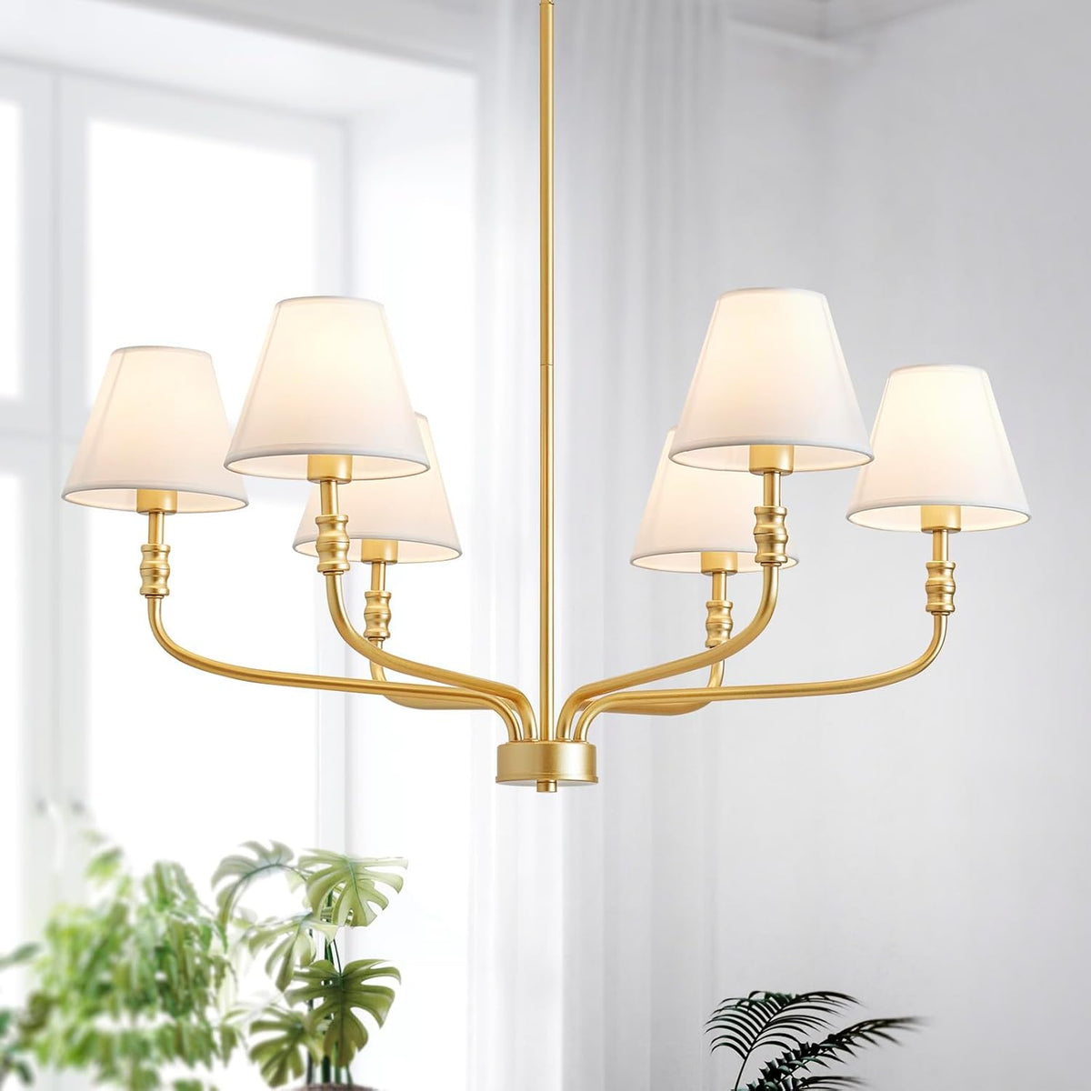 Gold Modern Farmhouse Chandelier with Open Frame for Dining Rooms