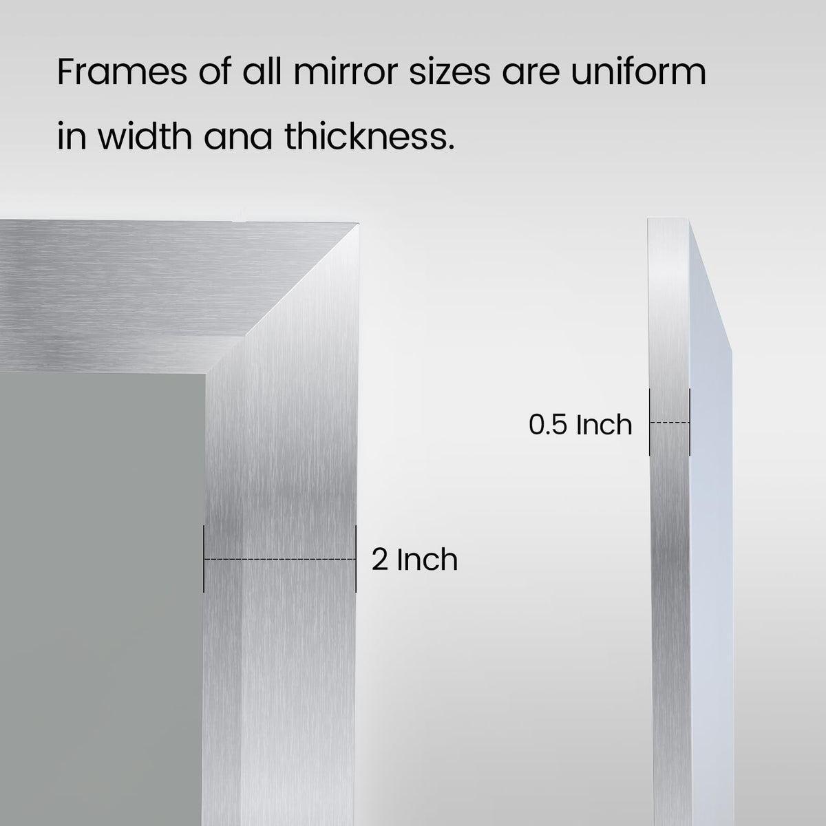 Bathroom Mirror for Wall 40x30 Inch, Brushed Silver Metal Framed