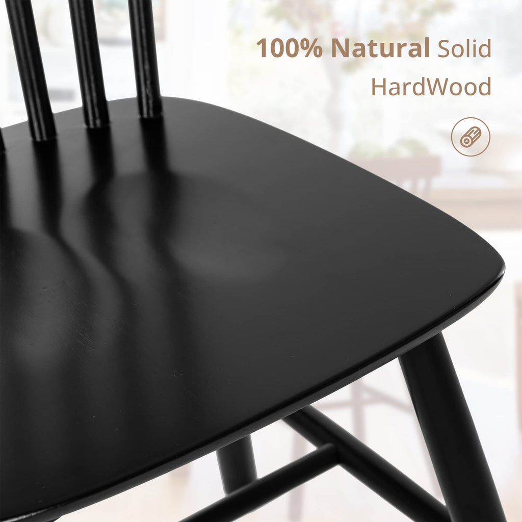 Windsor Dining Chair, Dining Chairs Set of 6, Spindle Back Wood Kitchen Chairs Wooden, Farmhouse Dining Chairs, Black