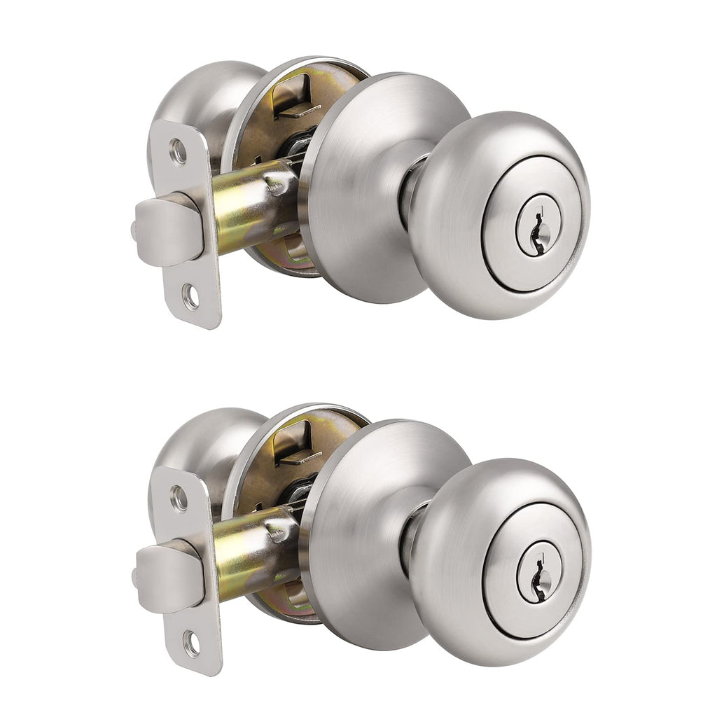 Entry Door Knobs with Lock, Keyed Alike Door Knobs for Interior Exterior Door, Brushed Nickel Modern Entrance Locks