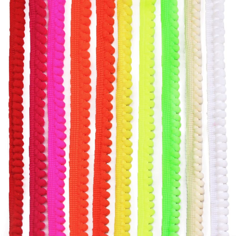 Pom Pom Trim, 3/8" Wide Ball Fringe (Mixed Color) - 40 Yards