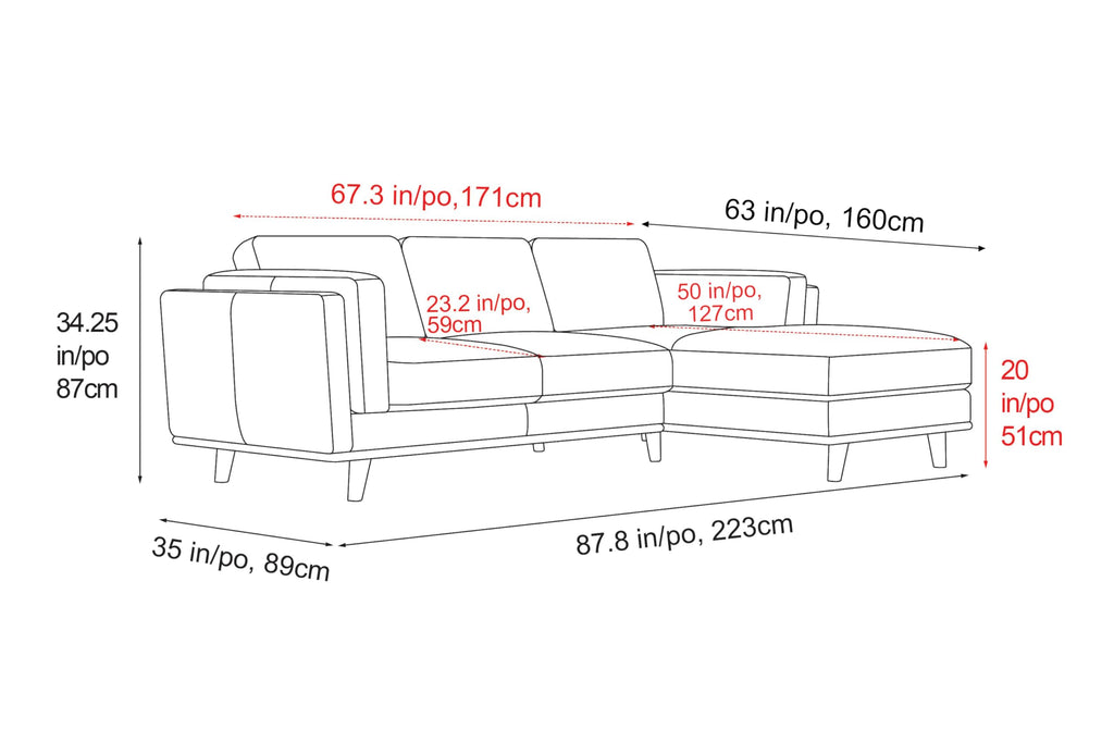 Artisan Full Leather Sofa - Pure Full Italian Nappa Leather Couch, Solid Wood Accent, Ultimate Comfort (Cognac, Right