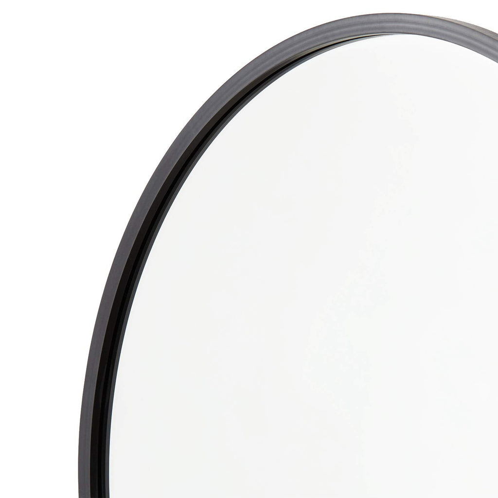 30" x 30" Black Rubber Framed Mirror | Round Bathroom Wall Mirror
