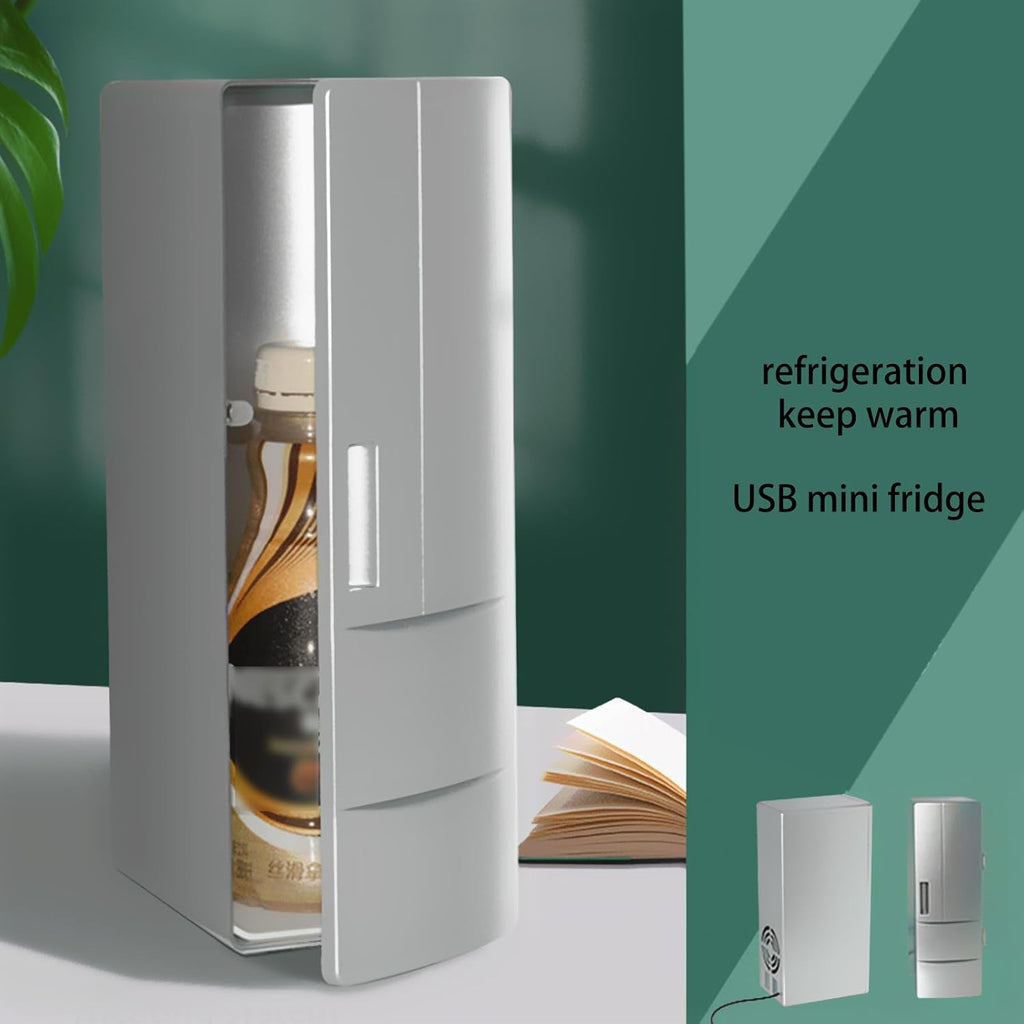 USB Fridge Drink Cooler Beverage Drink Cans Warmer Compact Small Refrigerator for Dormitory Car Boat Home Office for Bedroom Stand Table