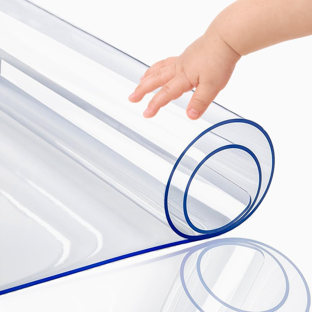 Clear Table Protector Cover 48x84 Inch Clear Tablecloth Vinyl Plastic Desk Pad Mat for Wood Kitchen Coffee