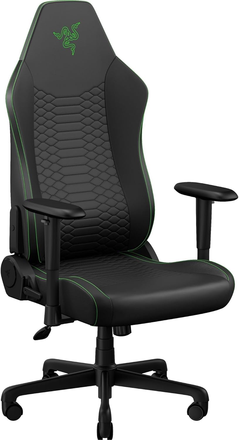 Iskur V2 X NewGen Ergonomic Gaming Chair, Black/Green | Gen-2 EPU Leather with CoolTouch, Lumbar Support, Ultra-Wide