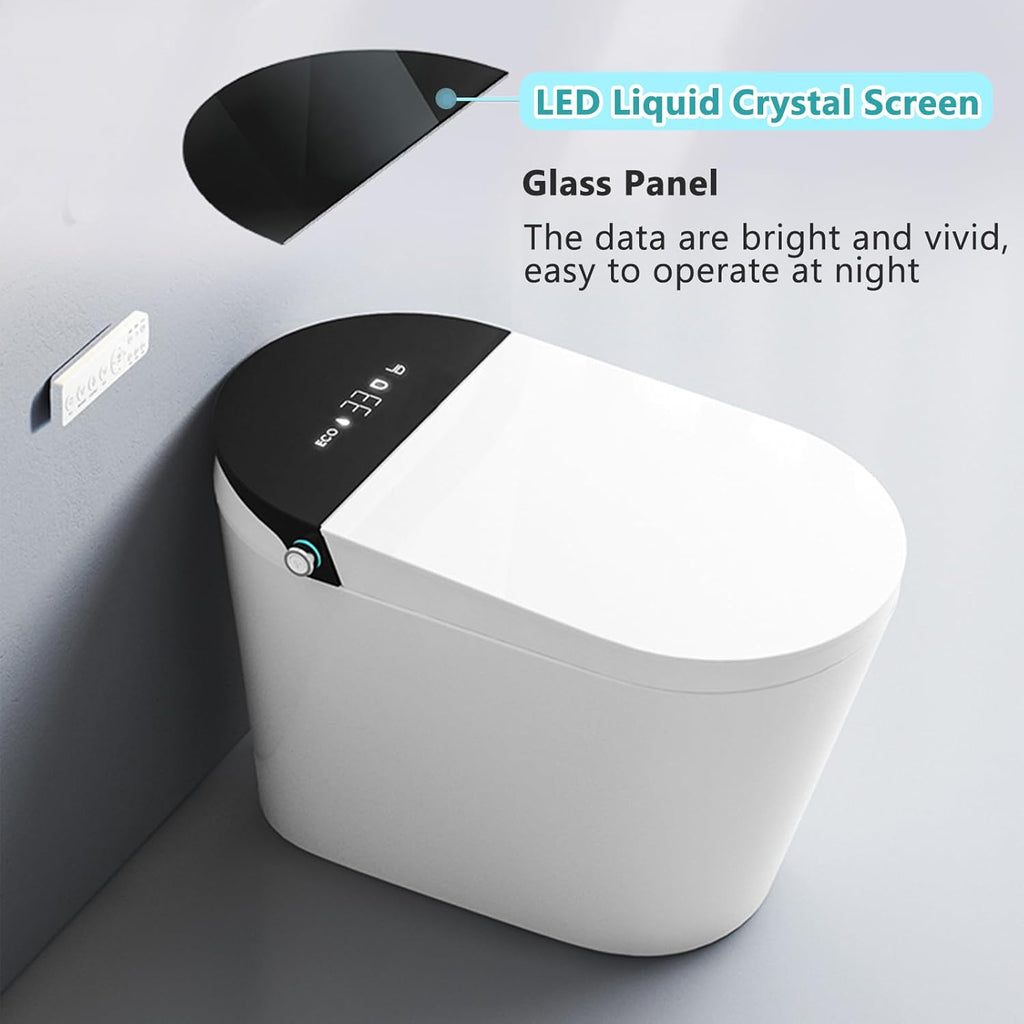 Smart Toilet with Powerful Flush, Foot Sensor Operation, Auto Flush and Close, ADA Comfort Height, LED Display