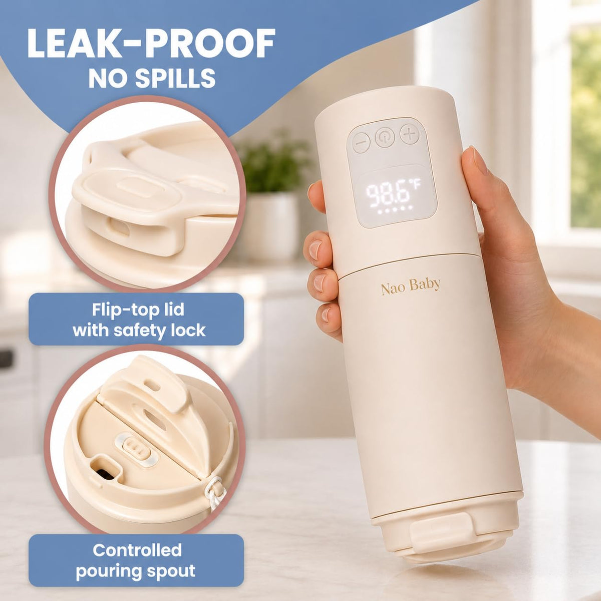 Portable Bottle Warmer 2-in-1 Baby Bottle Warmer & Bottle Sterilizer - Portable Milk Warmer with Fast Charging