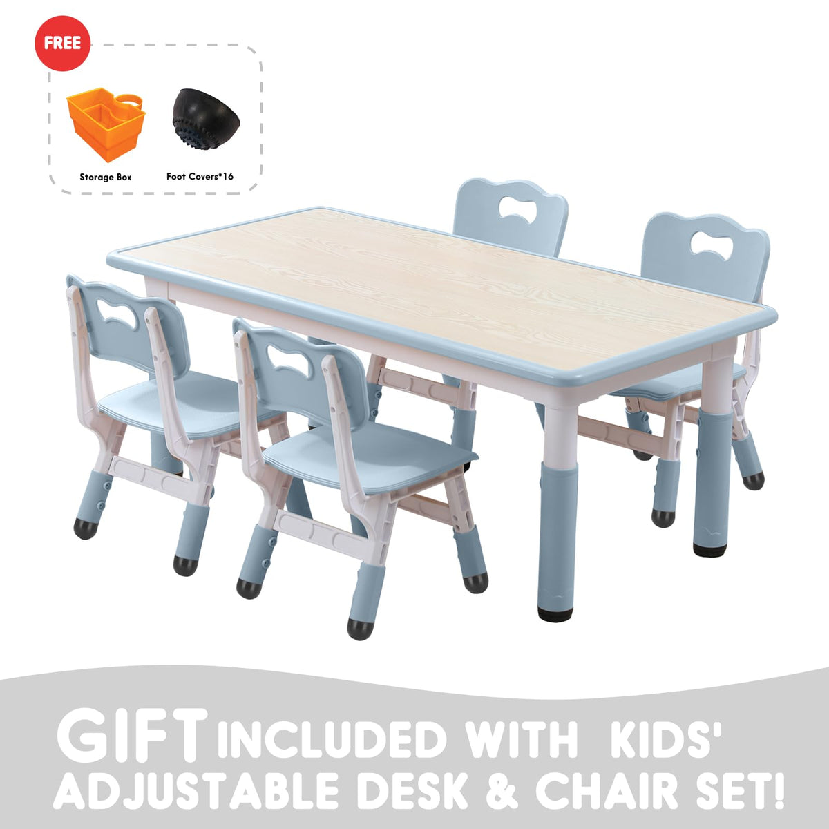 Kids Table and Chair Set for Toddlers - Adjustable Activity Center with Non-Slip Legs & Graffiti-Proof Surface Ages