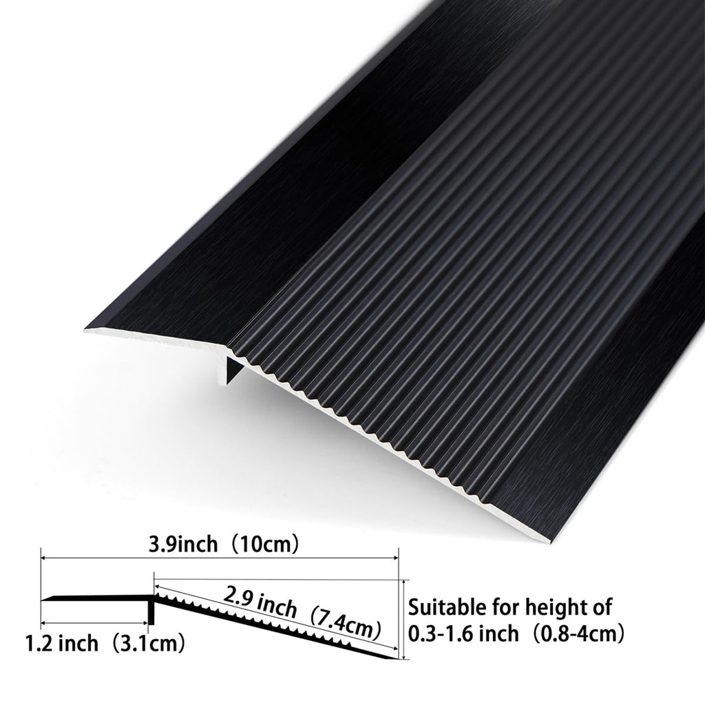 Aluminum Profile Floor Transition Strip, Brushed Black, 35.4"x3.9"