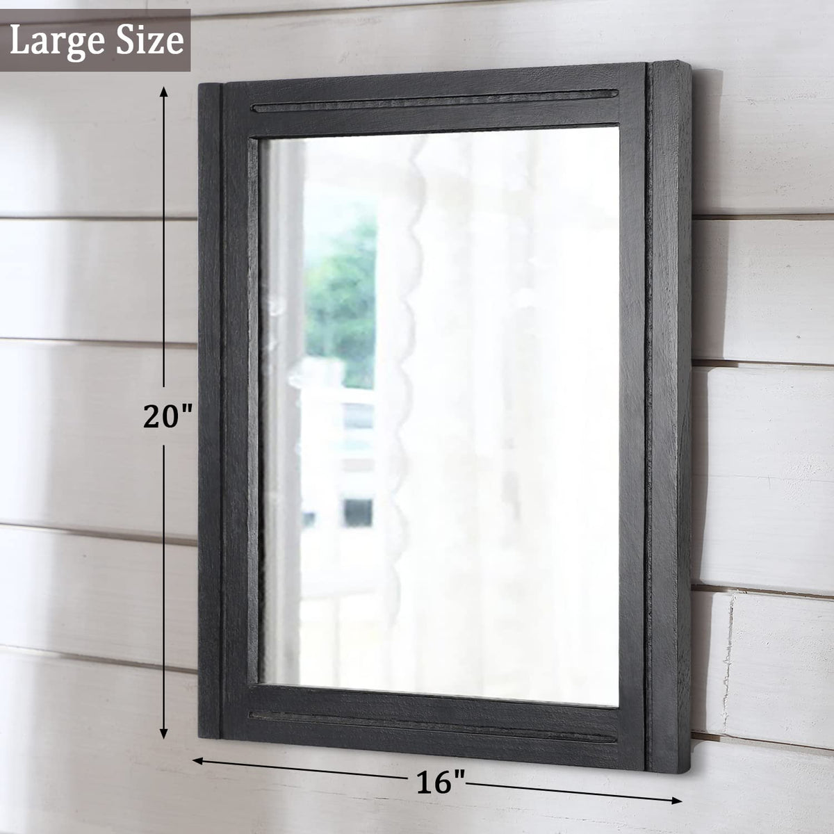 Black Mirrors for Wall Rectangle Wood Framed Large Hanging Mirror