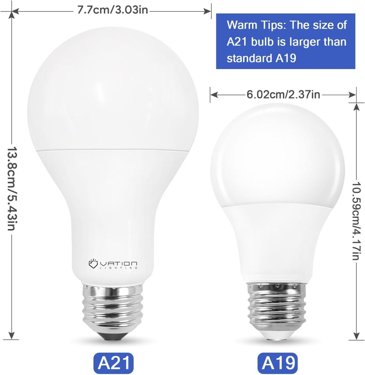 A21 23W Dimmable LED Light Bulb, 150-200W, 4000K Neutral White, 3000 Lumen