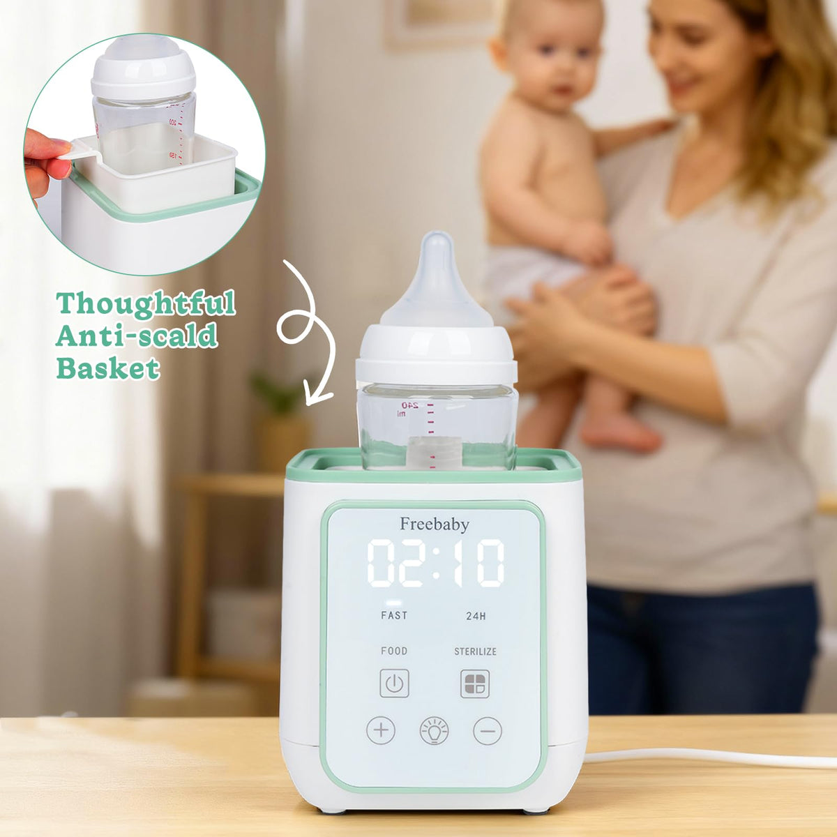 Bottle Warmer, 10-in-1 Fast Baby Bottle Warmer for Breast Milk & Formula,Milk Warmer with Multi-Temperature