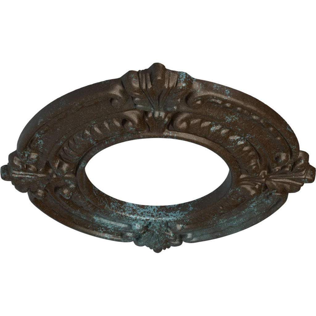 9" x 4-1/8" x 5/8" Benson Ceiling Medallion, Bronze Blue Patina