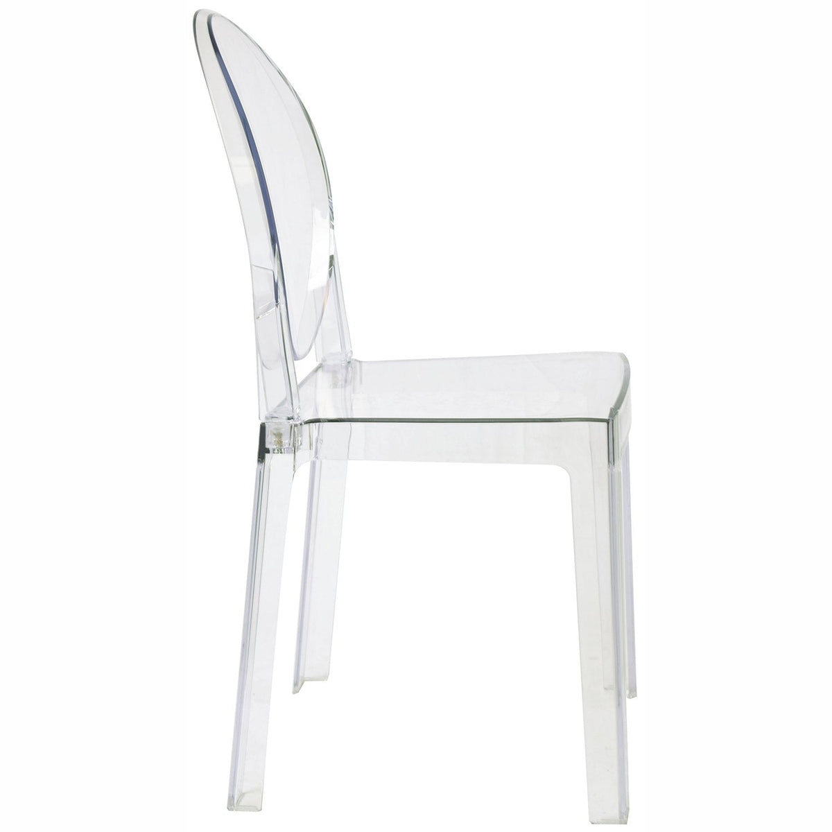 Clear Ghost Dining Chair with Oval Back | Transparent Acrylic Accent Side Chair, Vanity, or Event Seating | Non