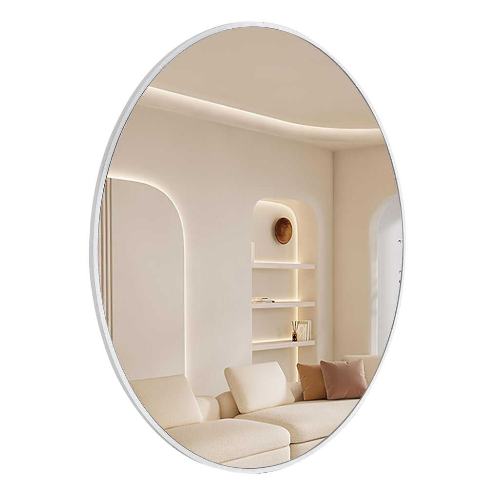 24 Inch White Round Bathroom Mirror