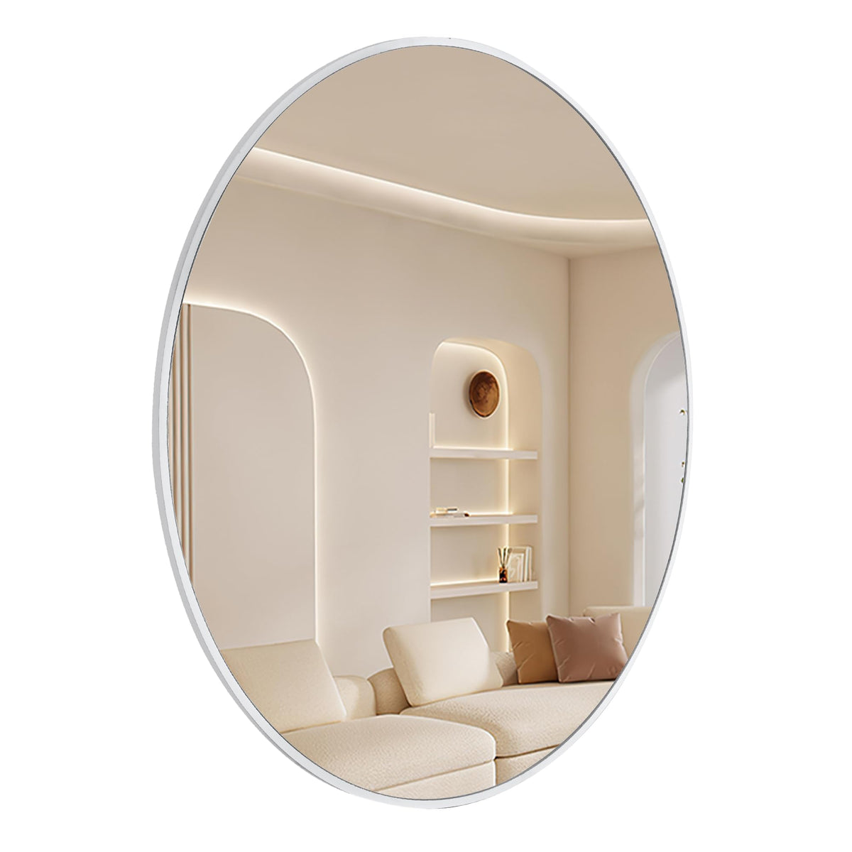24 Inch White Round Bathroom Mirror