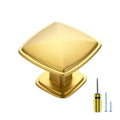 Brushed Brass Solid Knob Gold Kitchen Cabinet Pull,10 Pack,Square-1
