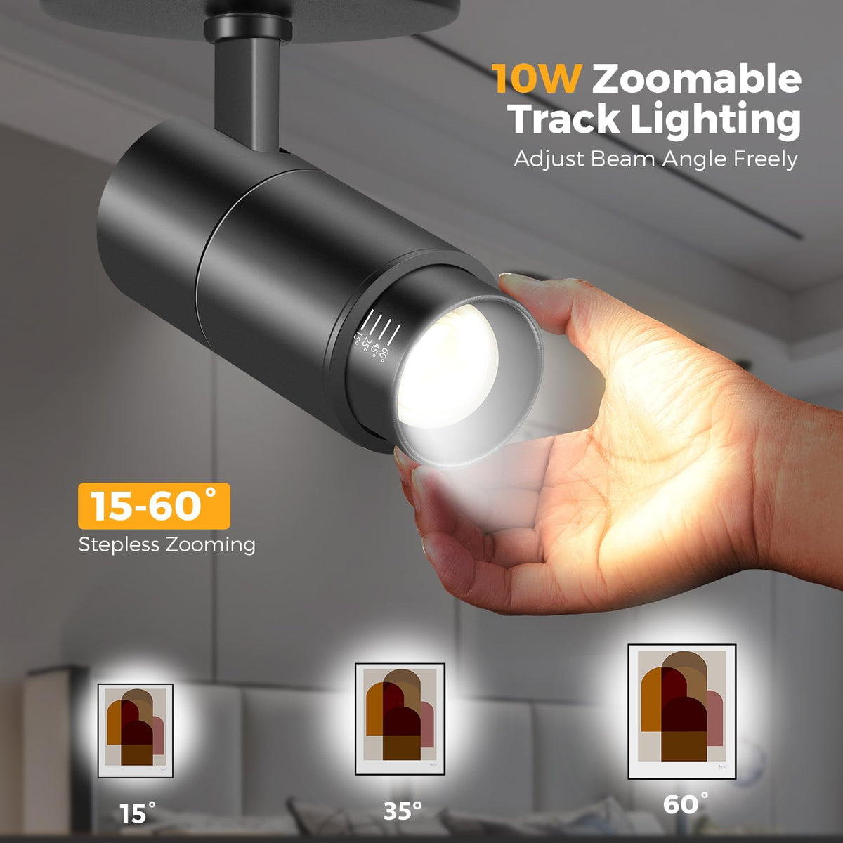 Zoomable Ceiling Spot Lights Indoor, 10W 1000lm Black