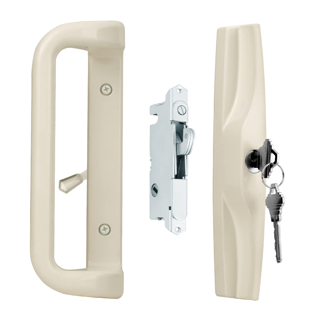 Beige Sliding Glass Door Handle Set with Lock and Key
