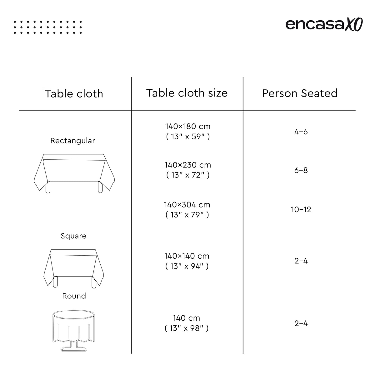 XO Cotton Tablecloth Round 56" -Round White