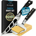 Cheese Knife Set, 5" Knife & 3.5" Slicer for Soft & Hard Cheese