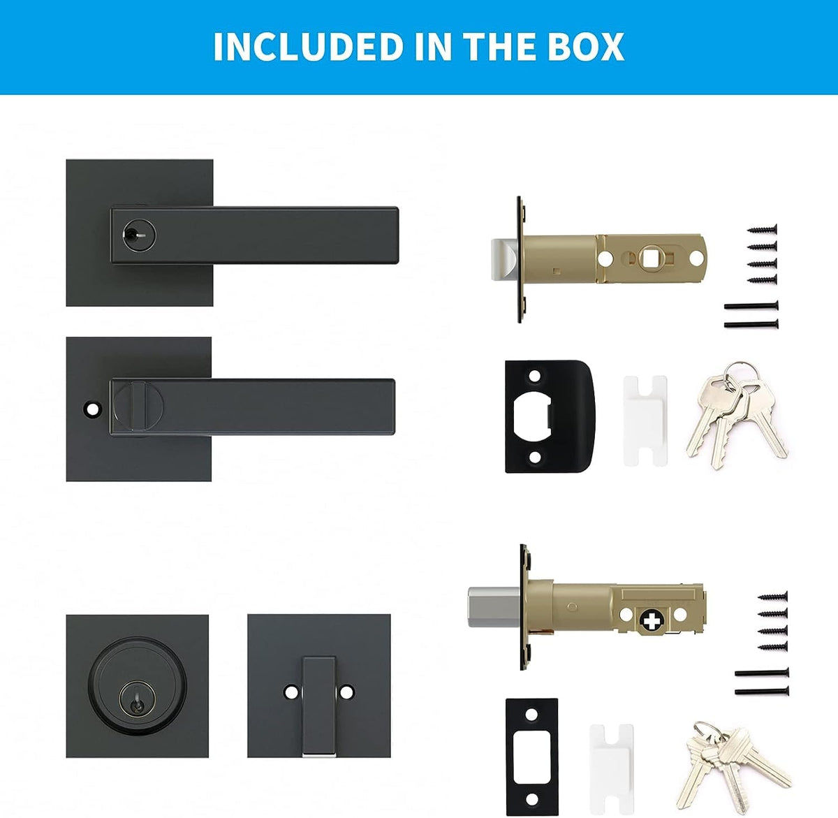 Front Door Lock Set, Keyed Alike Heavy Duty Exterior Door Lock Set, Entry Door Handle and Single Cylinder Deadbolt