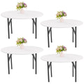 4-Piece Set Spandex Tablecloth - Round, Washable, Elastic, Fitted for 6-Foot Round Tables, Indoor/Outdoor Use (White)