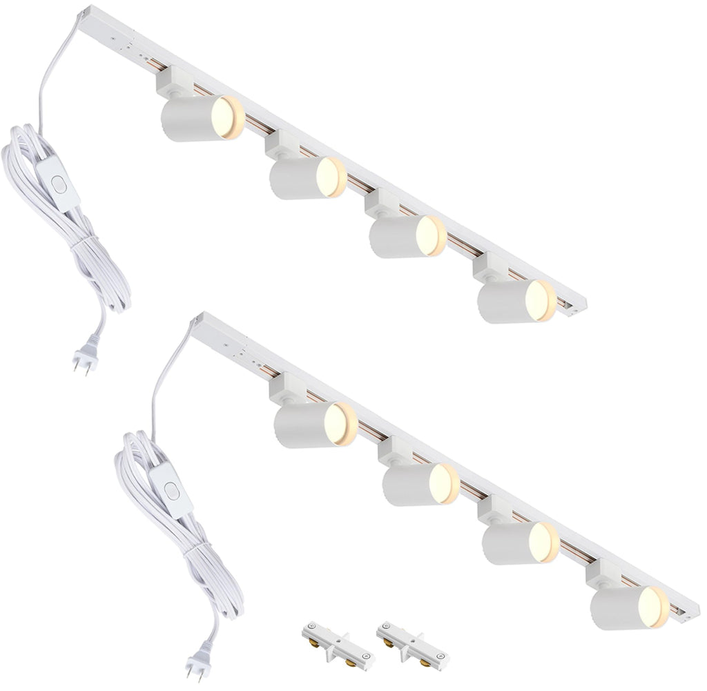 Plug in Track Lighting with Power Cord, 8 Light LED Track Lighting Kit with Connectable Rails, GU10 Kitchen Track