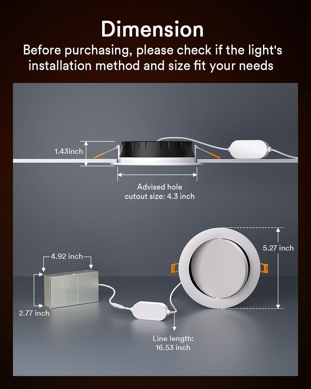 Smart Gimbal Recessed Lighting 4'', RGBWW WiFi Ceiling Can Light
