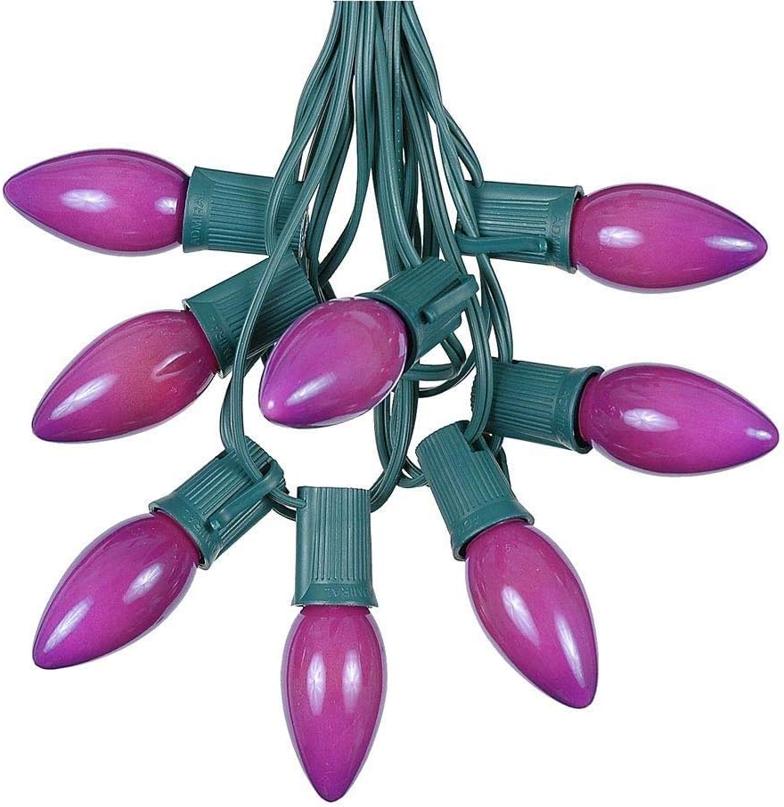 100 Foot C9 Purple Ceramic Christmas String Light Set