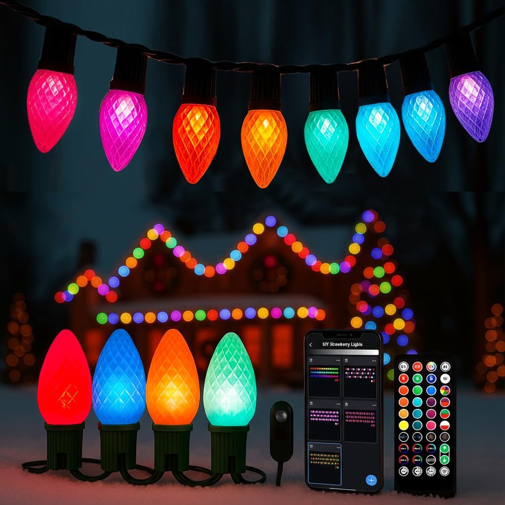 Smart RGB C9 Christmas Lights Outdoor 79FT, Color Changing String Lights