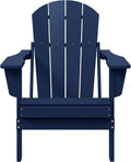 Malibu HDPE Outdoor Patio Folding Poly Adirondack Chair, Navy Blue