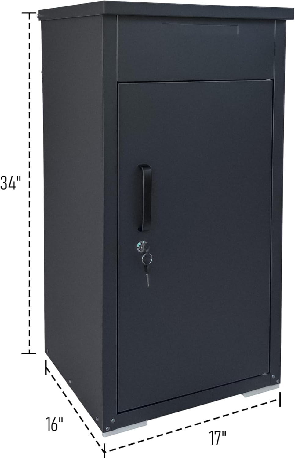 Lockable Package Delivery Box Rolled Steel Parcel Drop Box with Mail Slot, Anti-Theft Large Mailbox (16"x17"x34")