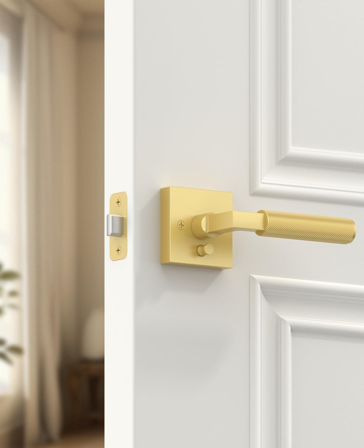 3 Pack Brushed Gold Privacy Interior Door Handles