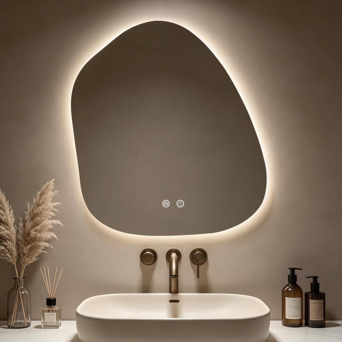 LED Bathroom Mirror with Lights, 22 x 24 Inch Led Bathroom Vanity Mirror for Wall, Anti Fog Mirror, 3 Colors