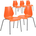 5 Pack HERCULES Series 770 lb. Capacity Orange Stack Chair with Lumbar Support and Silver Frame