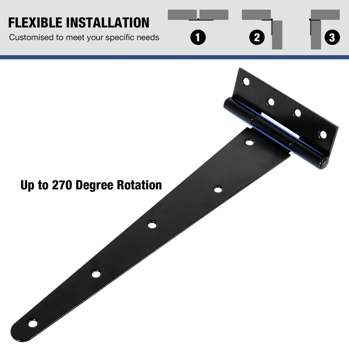 Matte Black T Shed Barn Hinges for Gate Wood Doors 6 Pack 12 Inch