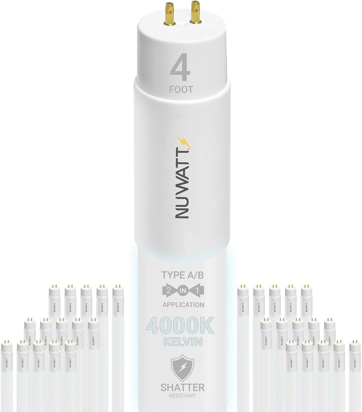 30 Pack T8 LED Bulbs 4 Foot Dimmable, 4000K, Single/Dual Ended, UL