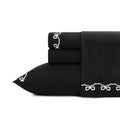 Embroidered 4-Piece Microfiber Sheet Set, Bow Black