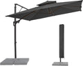 9x9 ft 2-Tier Cantilever Patio Umbrella, Large Square Outdoor Offset Umbrella with Double Top Vent and 360-degree - Gray