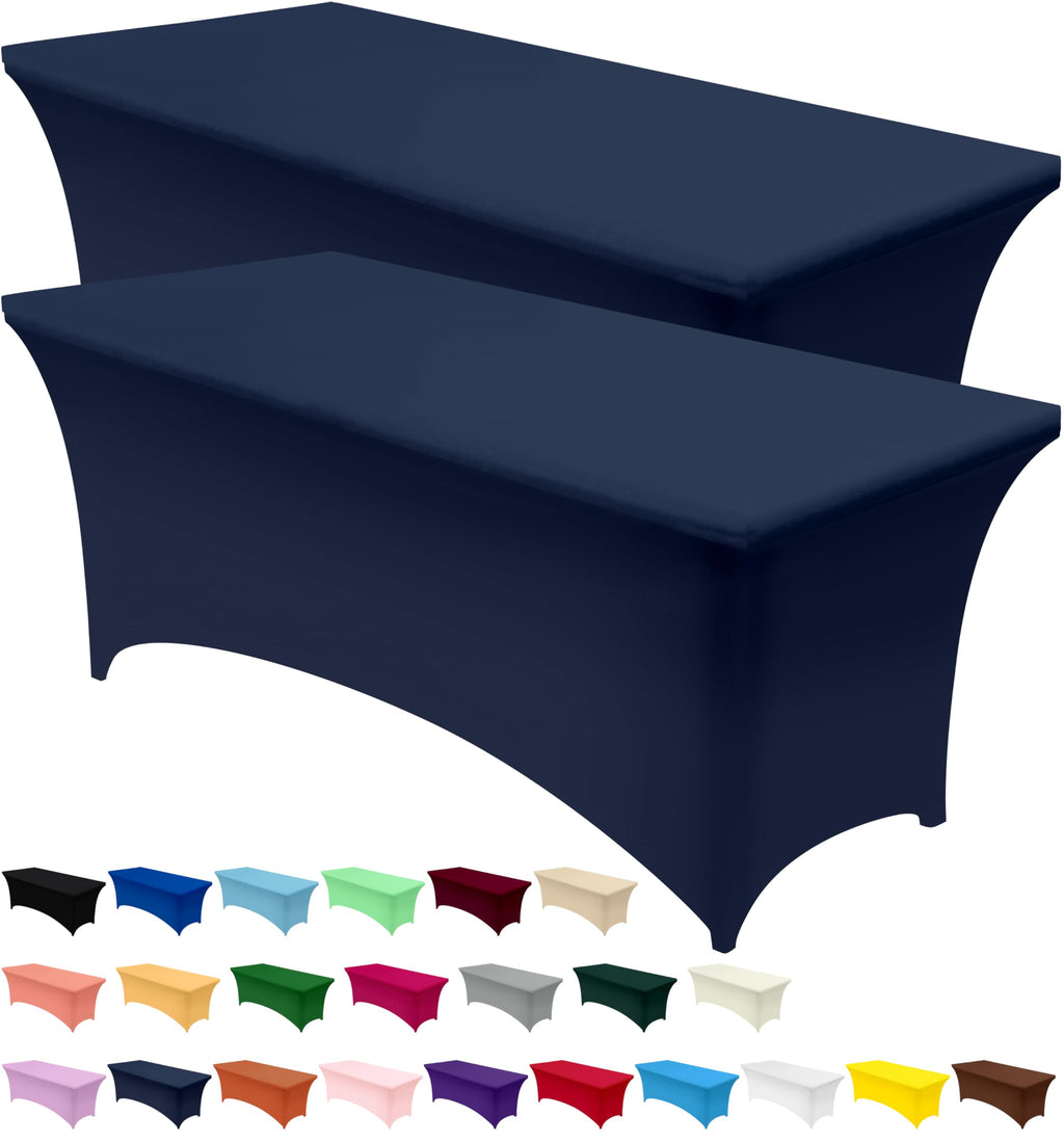 Spandex Table Cloth 2 Pack [6FT, 72Lx30Wx30H in, Navy Blue]