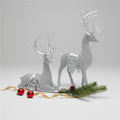 Gifts for Women Set of 2 Christmas Reindeer Statues 11.3" Gold Decorative Deer Sculptures Shelf Decor(Silver)